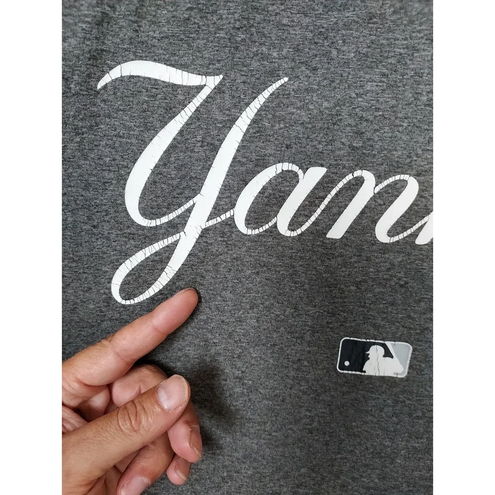 New York Yankees Shirt Mens XL Nike MLB Baseball Raglan Gray Black 3/4 Sleeve